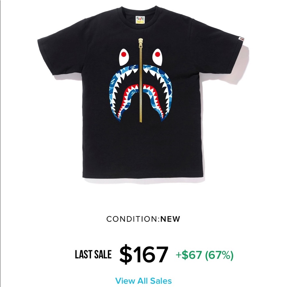 LARGE - BAPE shark Tee - NEW